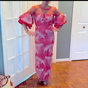 Custom handmade tailored coral taffeta cocktail dress EUC XS